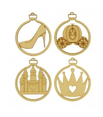 Laser Cut Pack of 4 Themed Baubles - Princess theme